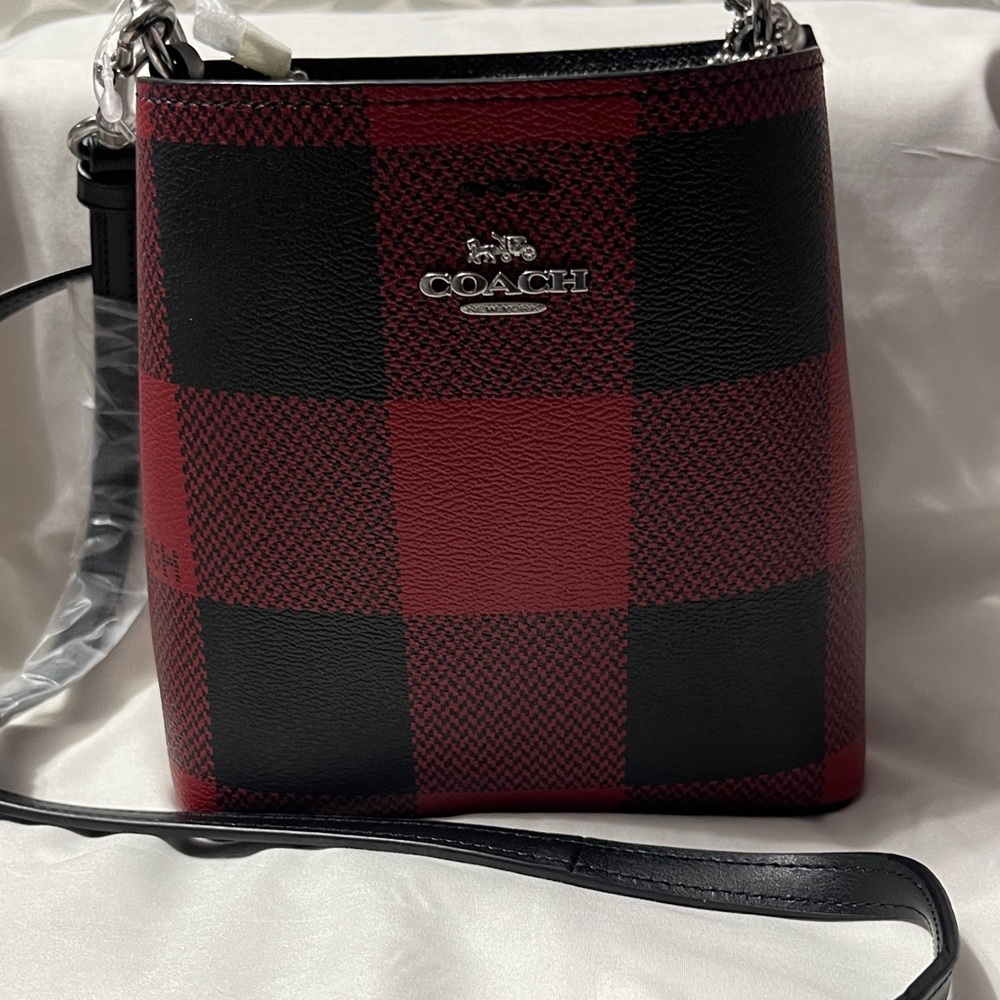 Brand new special edition coach Buffalo plaid cross body bag